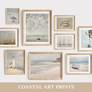 Coastal Gallery Wall  Neutral Coastal Art Print Set  Printable Nautical Home Décor  Vintage Beach House Prints DIGITAL DOWNLOAD
