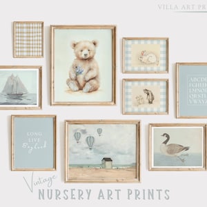 Vintage Boy Nursery Prints  Blue Nursery Gallery Wall Art  Farmhouse Nursery Art Prints   Boy Room Decor  Cottage Nursery  DIGITAL DOWNLOAD