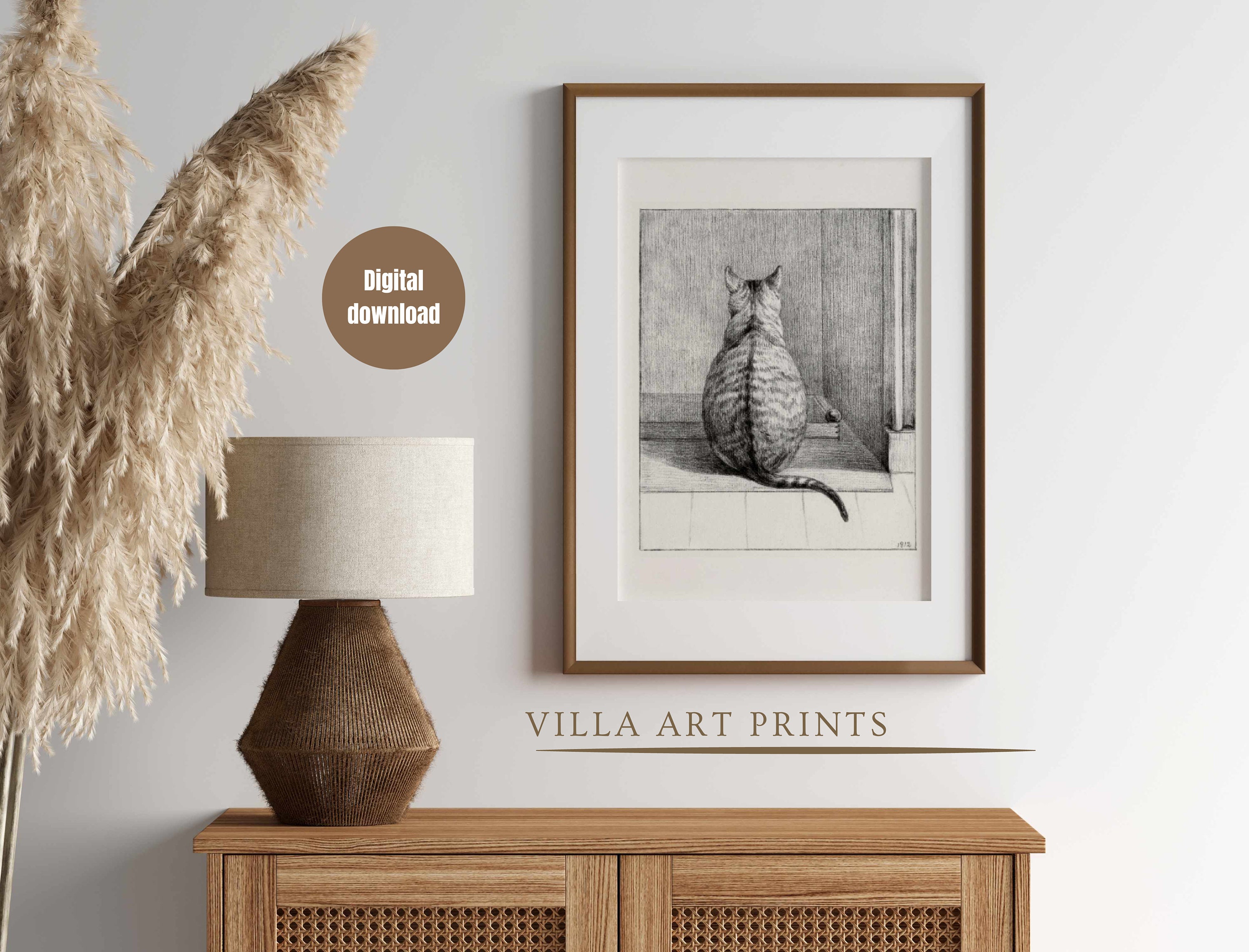 Vintage Cat Sketch Print, Eclectic Cat Pencil Illustration, Antique ...