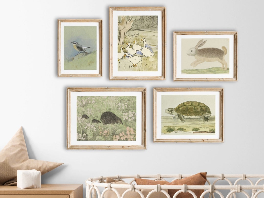 Vintage Nursery Art Print Set Neutral Green Nursery Décor Nursery Wall ...