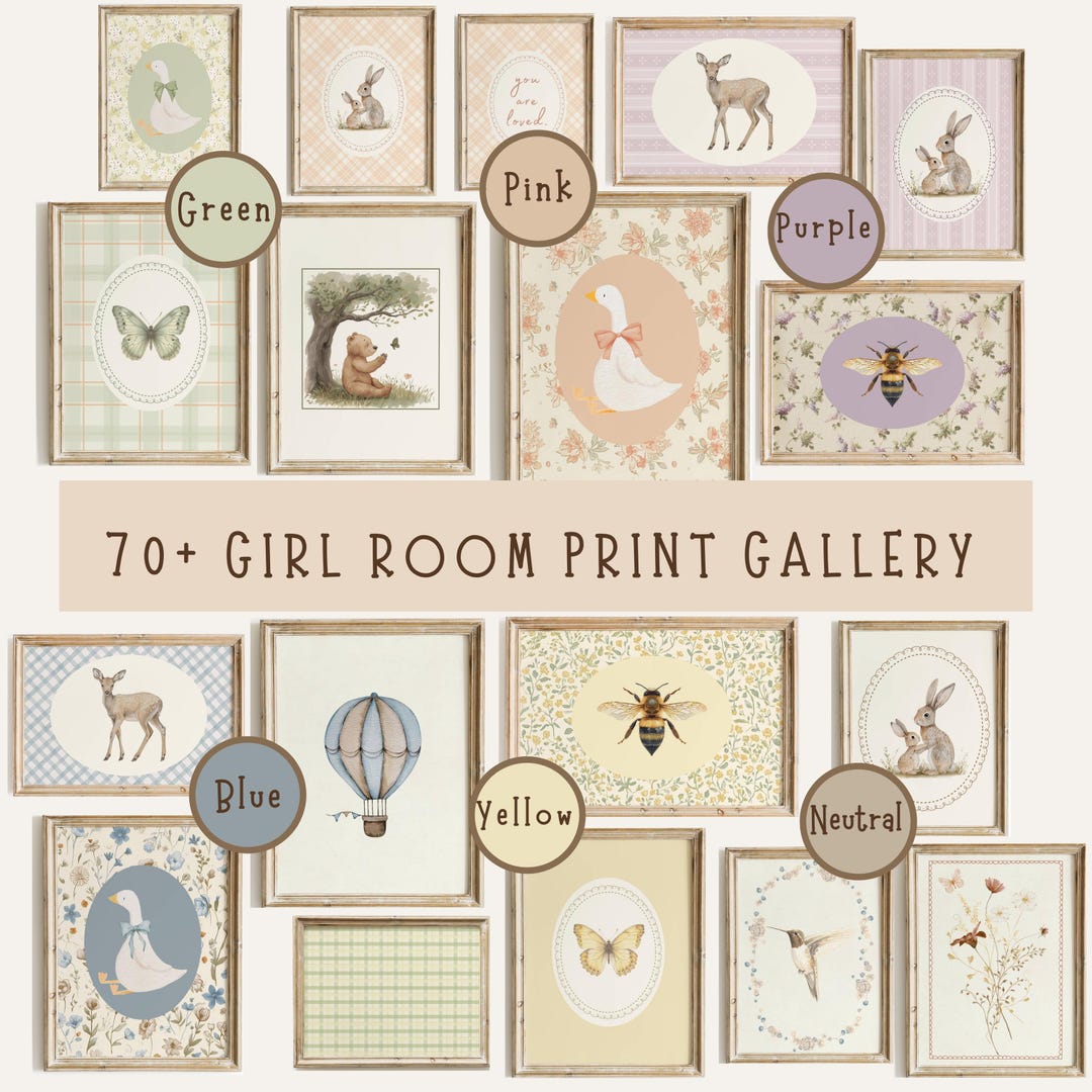 Cottagecore Girl Nursery Prints Vintage Baby Girl Nursery Wall Art ...