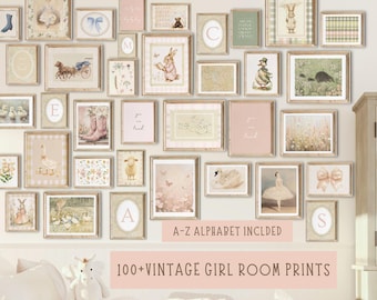 Vintage Nursery Prints Girl  100+ Nursery Bundle  Peronalized Baby Girl Room Decor  Nursery Gallery Wall  Printable Nursery DIGITAL DOWNLOAD