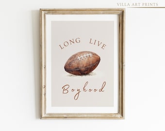 Football Print Boyhood  Boys Room  Vintage Sport Nursery Wall Art  Boy Playroom Decor  Nursery Quote DIGITAL DOWNLOAD
