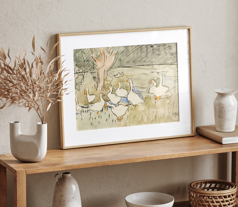 Vintage Farmhouse Nursery Print, Vintage Geese Print, Watercolour Animal Painting, Printable Neutral Nursery Print, DIGITAL DOWNLOAD image 8