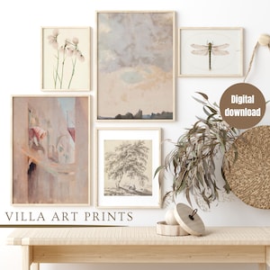 Vintage Poster-Set, neutrale Farbe, neutrale Farbe, gedeckter Vintage-Druck, Bauernhaus-Poster, digitaler Download,
