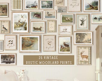 Rustic Nursery Decor  Vintage Fishing Hunting Nursery Bundle   Woodland Wall Art Prints    Farmhouse Nursery Art  DIGITAL DOWNLOAD