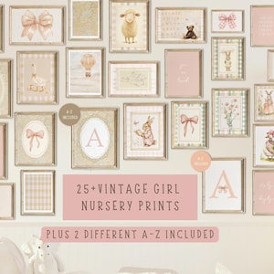 Baby Girl Nursery Prints Vintage  Pink Pastel Girl Art Prints  Vintage Girl Nursery Gallery Wall  Printable Nursery DIGITAL DOWNLOAD