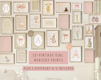 Baby Girl Nursery Prints Vintage  Pink Pastel Girl Art Prints  Vintage Girl Nursery Gallery Wall  Printable Nursery DIGITAL DOWNLOAD