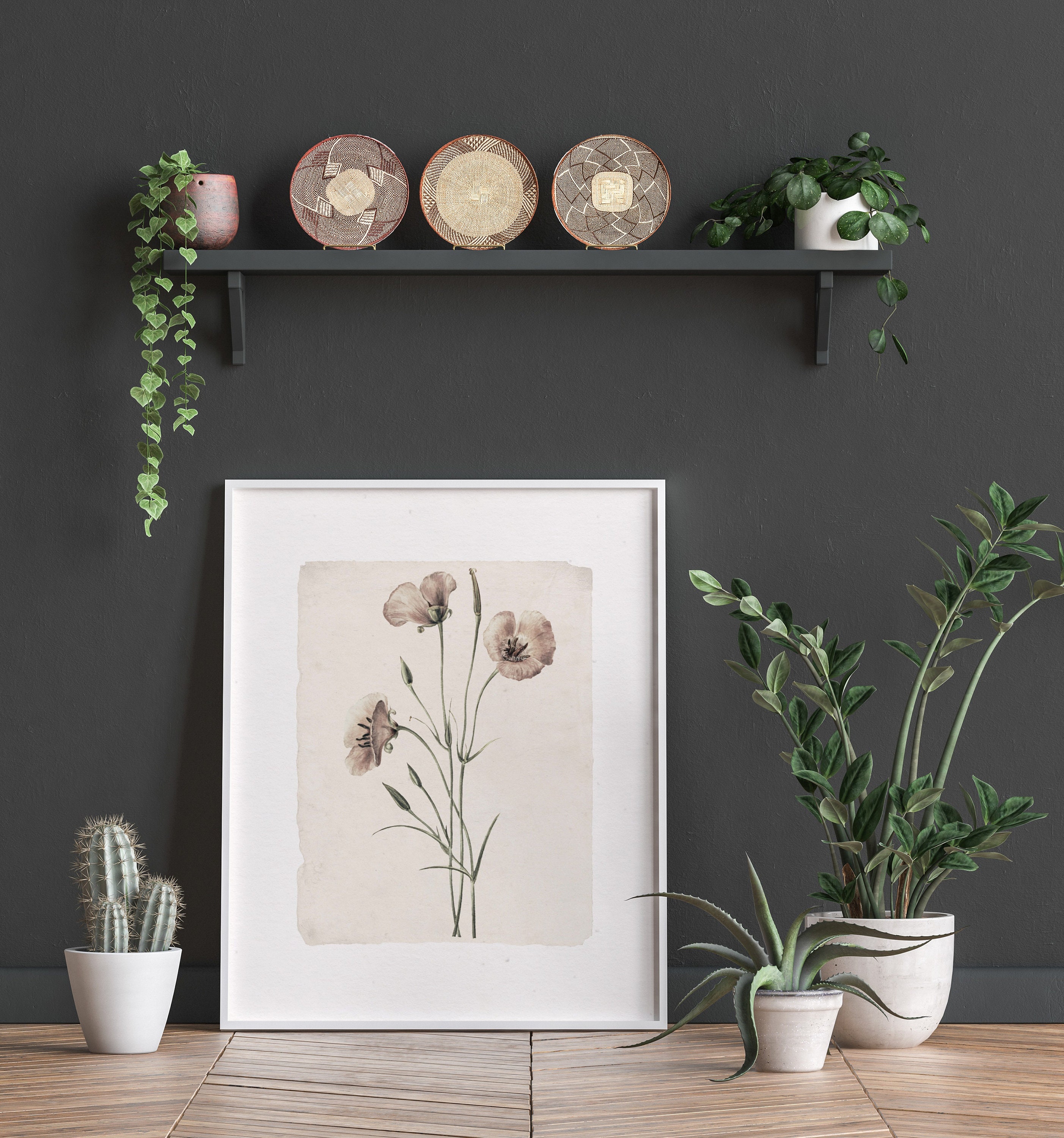 Neutral Vintage Botanical Print Set, Antique Floral Gallery Wall Art ...