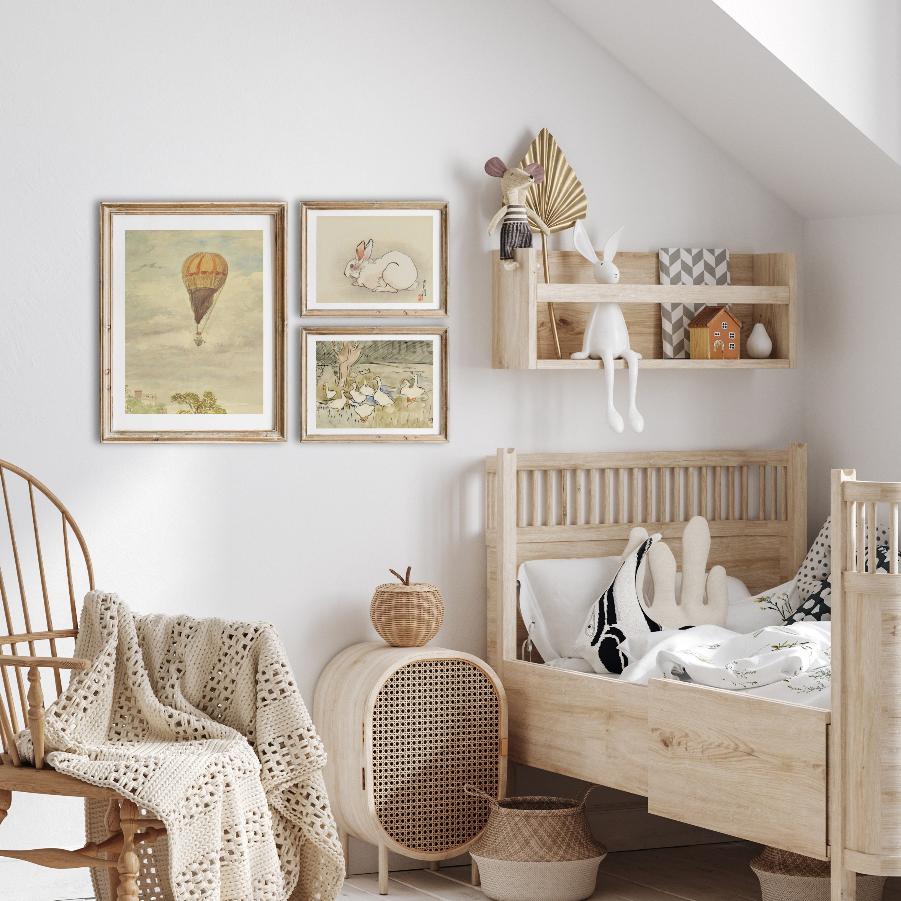 Vintage Neutral Nursery Wall Art Farmhouse Nursery Decor Nursery Animal ...