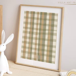 Neutral Nursery Wall Art   Gingham Print  Farmhouse Nursery Decor   Green Nursery Wall Art Printable Kids Bedroom DIGITAL DOWNLOAD