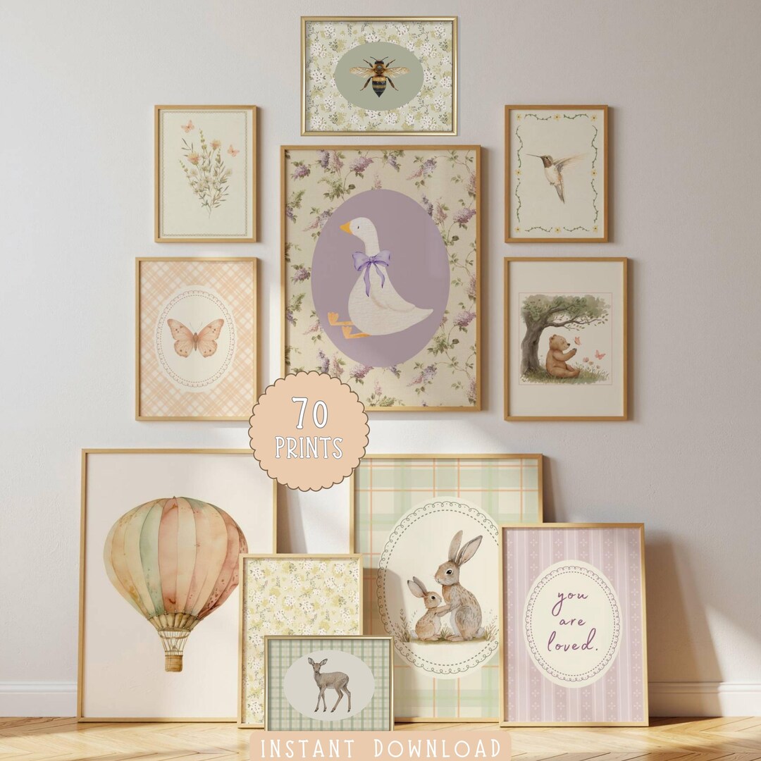 Vintage Girl Nursery Prints Cottagecore Nursery Decor Silly Goose ...