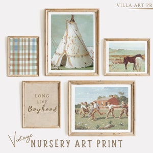 Vintage Boy Room Prints  Neutral Boy Nursery Decor  Farmhouse Nursery Art Prints  Blue Nursery Wall Art  Farm Nursery Decor DIGITAL DOWNLOAD