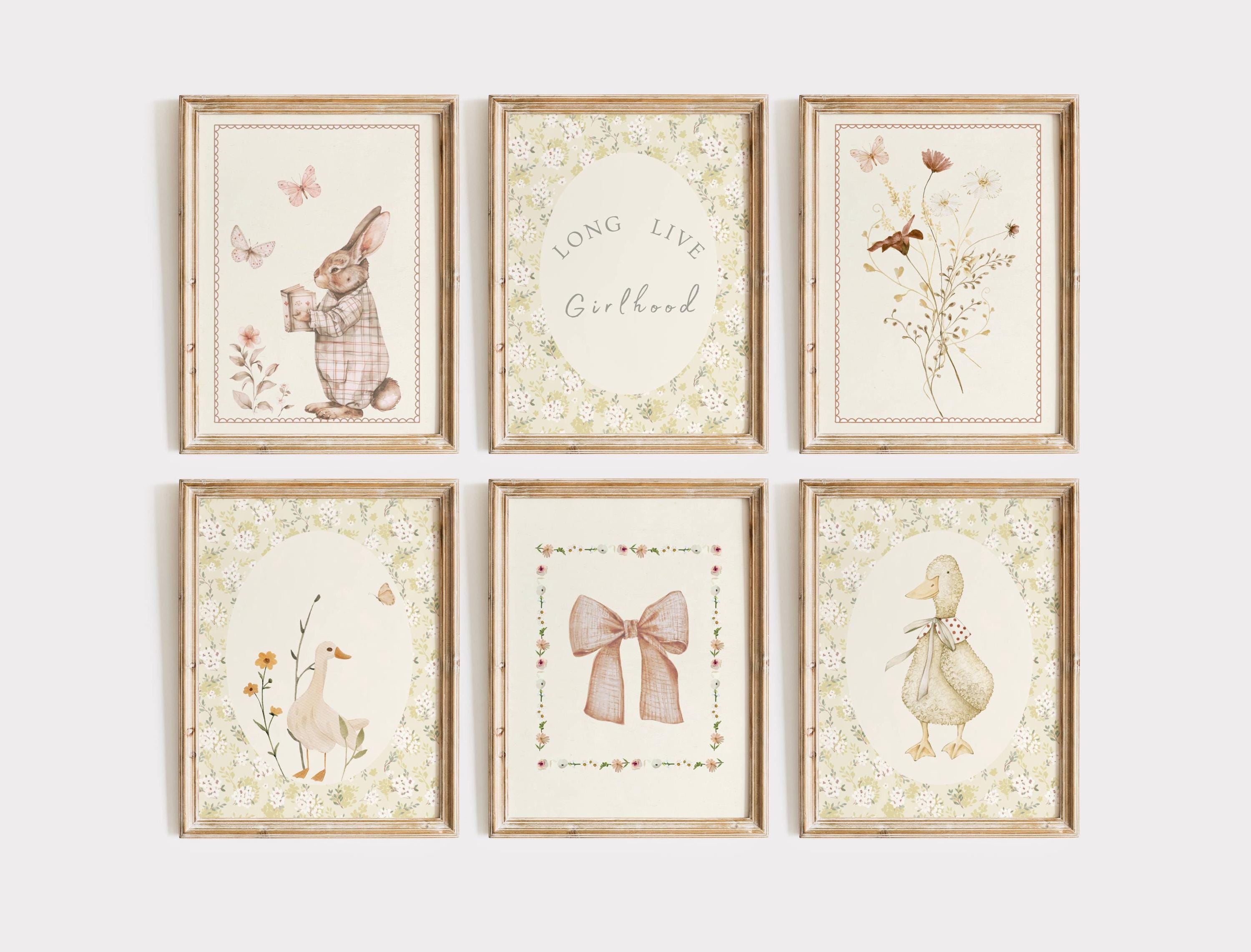 Vintage Nursery Gallery Wall Girl Cottagecore Nursery Prints Silly ...