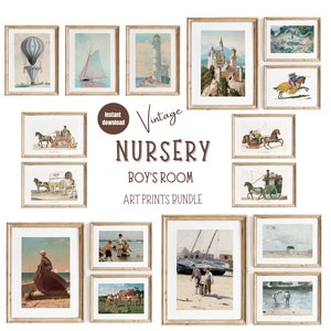 Vintage Boys Bedroom Print Sets  Nursery Gallery Wall Boy Room Decoration  Farmhouse Nursery Prints Bundle  Nautical Nursery Prints