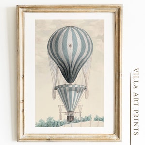 Hot Air Balloon Nursery, Vintage Nursery Print Boy, Printable Nursery Art, Boy Nursery Print, Pastel Blue Nursery Print,  DIGITAL DOWNLOAD