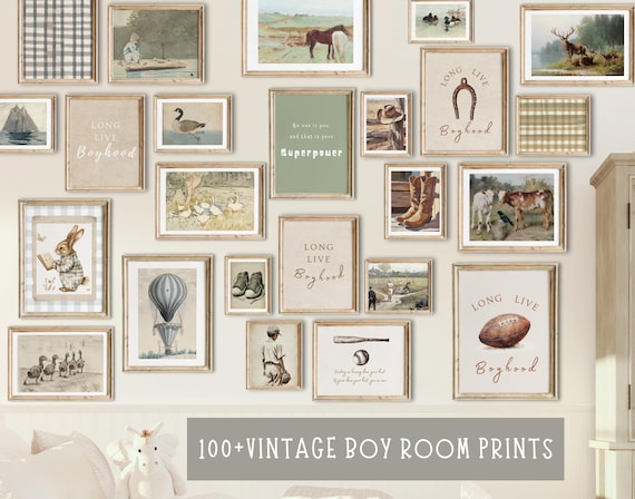 100+ Nursery Bundle  Vintage Nursery Wall Art Boy Room  Printable Boy Room Sport Decor   Blue Nursery Art Prints   DIGITAL DOWNLOAD