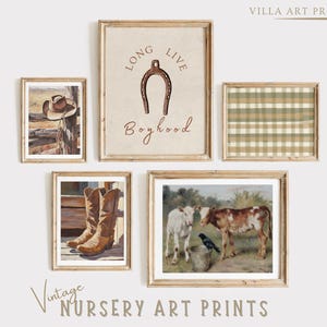 Cowboy kinderkamer decor westerse jongen kinderkamer kunst aan de muur print set afdrukbare boerderij kinderkamer prints rustieke jongenskamer decor digitale DOWNLOAD