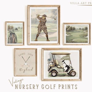 Golf Nursery Prints   Custom Golf Boy Room Wall Art   Personalized Boy Name  Vintage Boy Room Decor  Printable Golf Nursery Art Prints