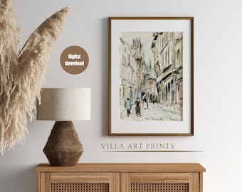 Druckbare französische Straßenmalerei, Straßenmalerei, Straßenmalerei, Straßenmalerei, europäisches Stadtbild, druckbare Kunst, digitaler Download