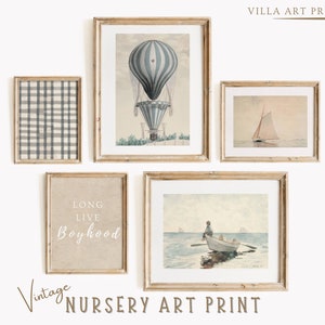 Boy Nursery Wall Art Print Set  Vintage Boy Room Prints  Neutral Boy Room Decor  Farmhouse Nursery  Country Kids Room  DIGITAL DOWNLOAD