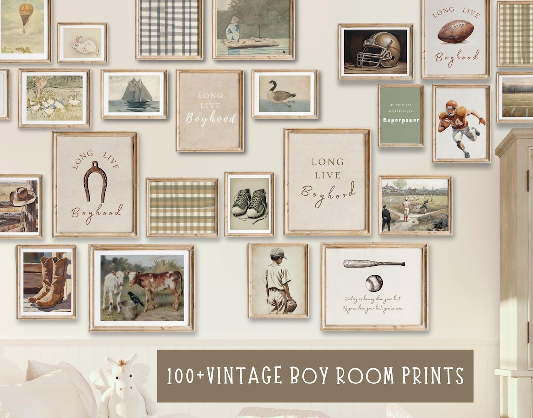 Vintage Nursery Wall Art Boy Room 100+ Nursery Bundle Printable Boy ...