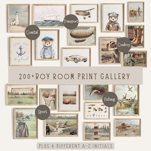 Vintage Boy Nursery Wall Art  200+ Nursery Bundle  Boy Room Sport Prints  Printabel Nursery Art    DIGITAL DOWNLOAD