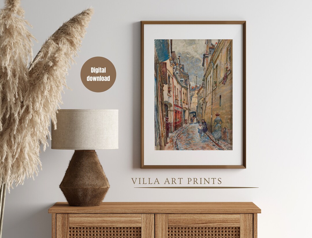 Printable Vintage Paris Street Painting, French Cityscape Neutral Wall ...