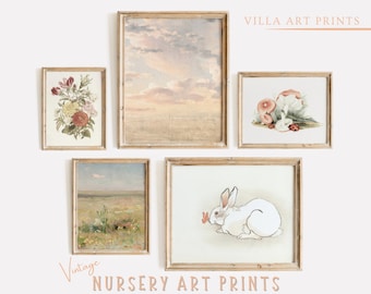Mädchen Schlafzimmer Dekor Vintage Kinderzimmer Druck 5er Set Pastell Rosa Kinderzimmer Galerie Wand Kunst Druckbare Kinderzimmer Mädchen Druck DIGITAL DOWNLOAD