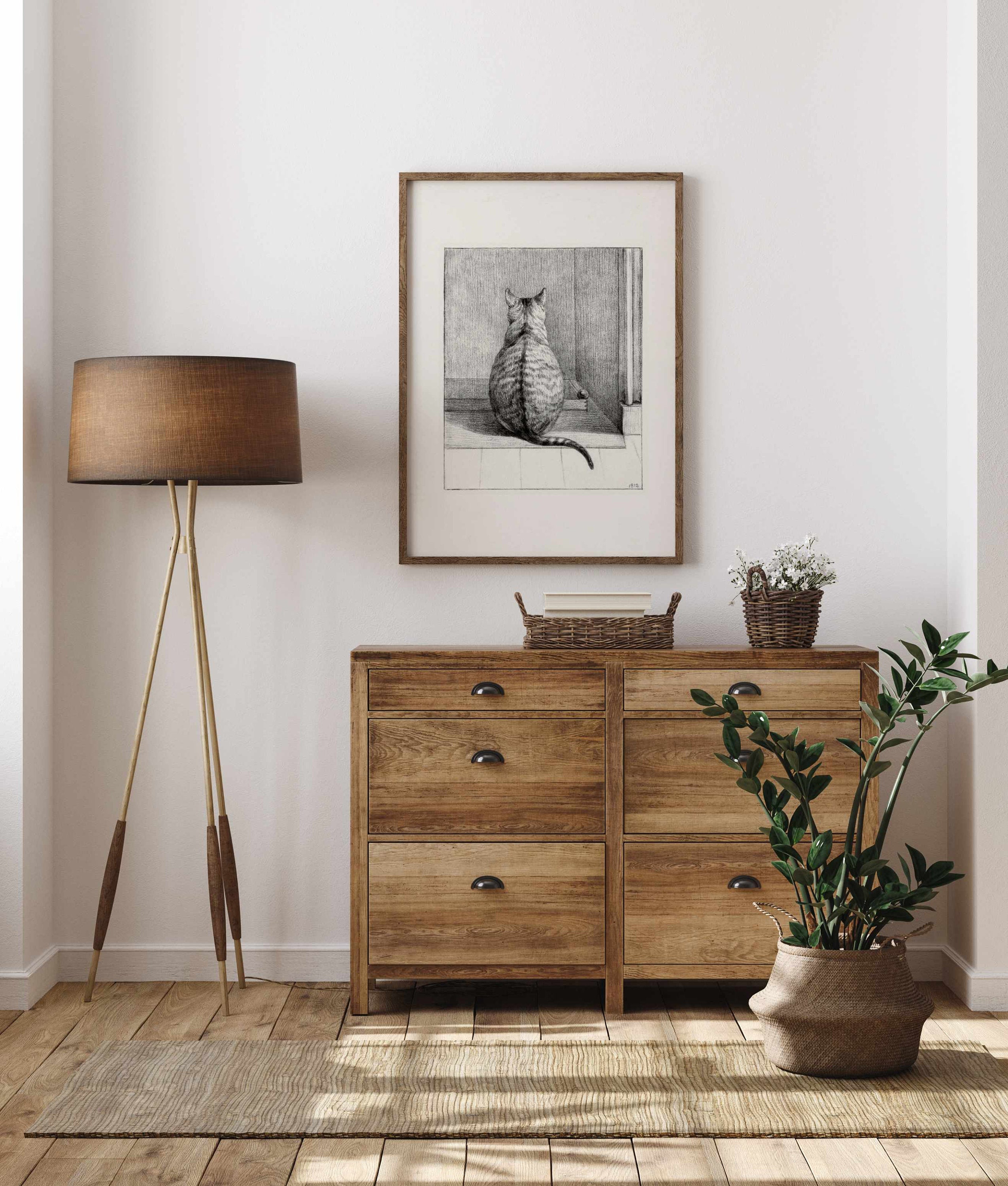 Vintage Cat Sketch Print, Eclectic Cat Pencil Illustration, Antique ...