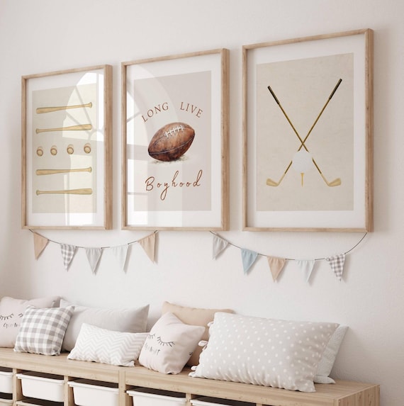 Boys Sports Print Set   Vintage Boys Room Wall Art  Football Print  Boy Playroom Decor  Golf Kid Bedroom  Nursery Quote DIGITAL DOWNLOAD