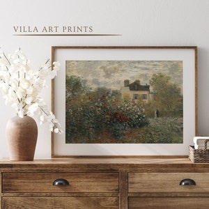 English Cottage Oil Painting, Vintage Rose Garden Print, Summer Vintage Art, Farmhouse Livingroom Painting Printable, DIGITAL DOWNLOAD
