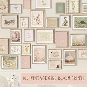 Vintage Nursery Wall Art Girl  100+ Nursery Bundle  Vintage Girl Room Art Prints  Nursery Gallery Wall  Printable Nursery DIGITAL DOWNLOAD