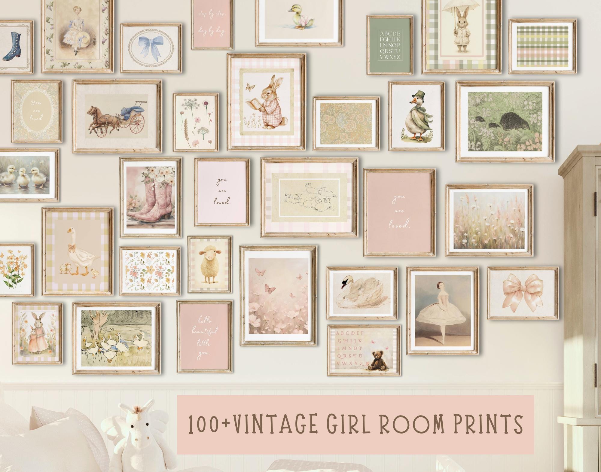 Vintage Nursery Wall Art Girl 100+ Nursery Bundle Vintage Girl Room Art ...