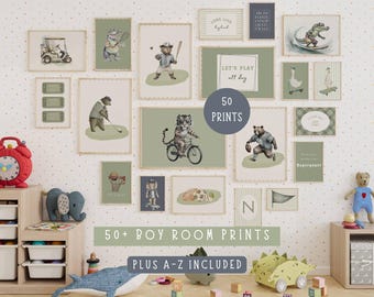 Boy Room Prints  Nursery Gallery Wall Art  Sport Boy Nursery Bundle  Sage Green Prints Boy Room  Playroom Decor   DIGITAL DOWNLOAD