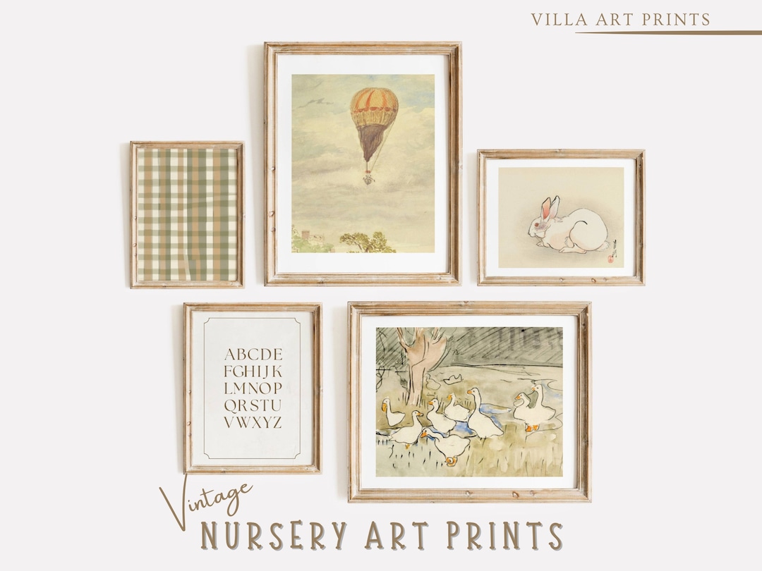Vintage Neutral Nursery Wall Art Farmhouse Nursery Decor Nursery Animal ...