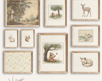 Gender Neutral Nursery Art   Woodland Nursery Decor  Neutral Nursery Wall Art  Storybook Prints  Vintage Nursery Gallery  DIGITAL DOWNLOAD
