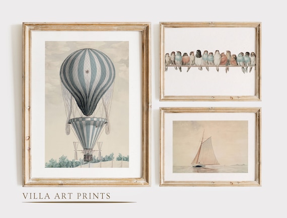 Vintage nursery prints boy, Nursery Prints x 3, Printable Vintage Nursery Wall Art Gallery Kids Room, Blue Nursery Prints, DIGITAL DOWNLOAD