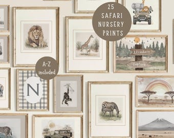 Vintage Safari Nursery Prints  Boy Nursery Wall Art  Adventure Boy Room Prints  Zoo Animals Printabel Nursery Art    DIGITAL DOWNLOAD