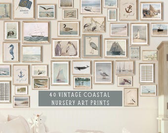 Coastal Nursery Wall Art  Vintage Boy Room Decor  Blue Prints Nursery  Nautical Kids Wall Prints  Ocean Nursery  DIGITAL DOWNLOAD