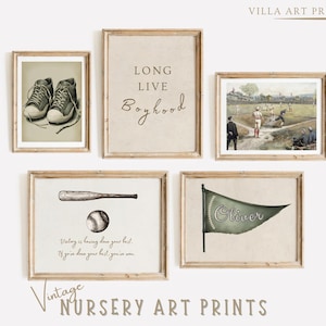 Baseball Print  Custom Boy Name Pennant Flag   Vintage Boy Room Wall Art  Printable Sport Nursery Art Prints  Baseball Quote Print