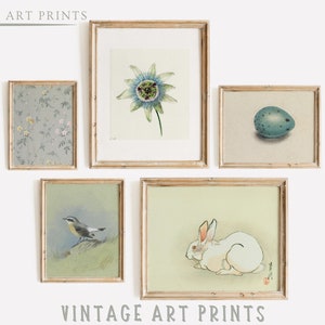 Easter Wall Art Spring Print Set of 5   Farmhouse Spring Wall Art Gallery  Easter Nursery  Printable Easter Country Décor   Digital Download