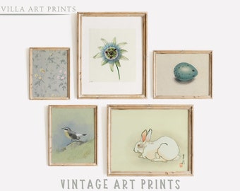 Easter Wall Art Spring Print Set of 5   Farmhouse Spring Wall Art Gallery  Easter Nursery  Printable Easter Country Décor   Digital Download