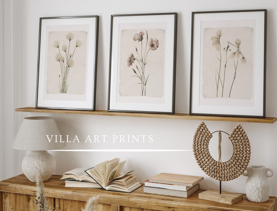 Neutral Vintage Botanical Print Set, Antique Floral Gallery Wall Art ...