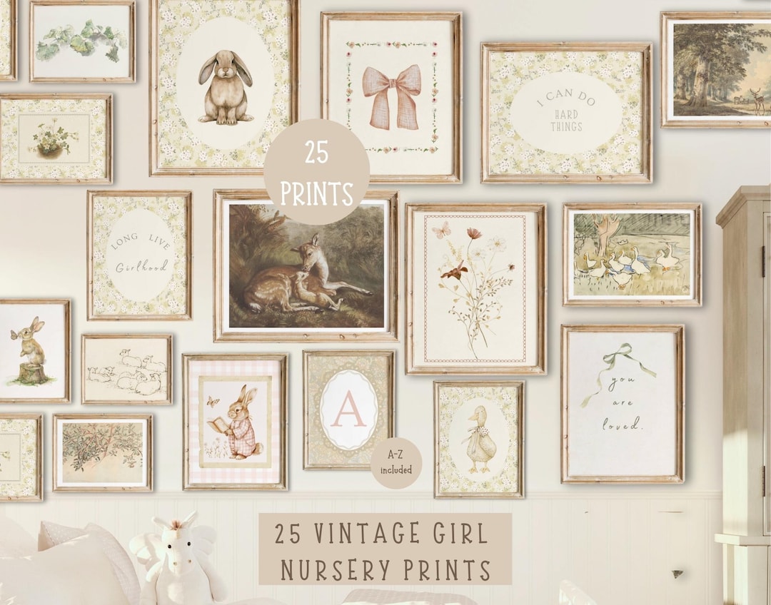 Neutral Nursery Gallery Wall Girl Vintage Nursery Prints Silly Goose ...