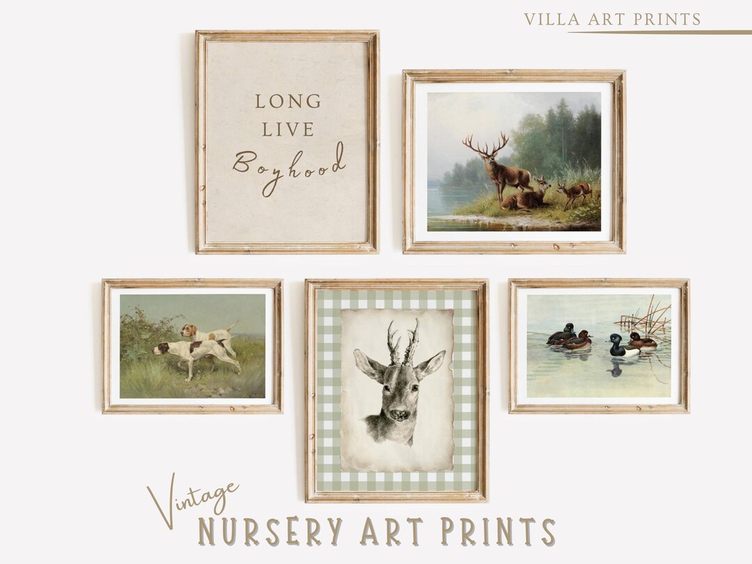 Hunting Nursery Prints Vintage Woodland Decor Vintage Boy Bedroom ...