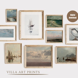 Coastal Wall Art Vintage Print Set   Vintage European Coastal Gallery Wall  Beach House  Home Décor  Printable Vintage Nautical Prints