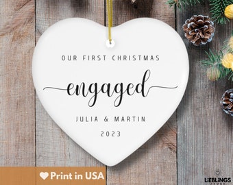 Personalized Engagement Christmas Ornament, Personalized First Christmas Keepsake, Engaged Christmas Gift 2023, Personalized Engagement Gift