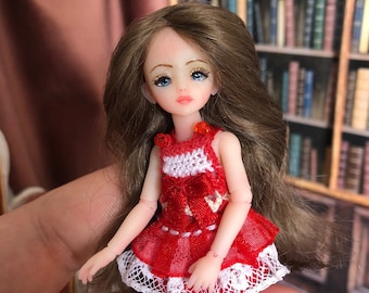 ミニドール　bjd 少女12cm 中国製 tinyfox薇尼恩尼mjd人形bjd女娃四分娃衣正版人形bjd人形 : 長楽