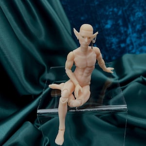 Blank BJD Elf Male , Ball Jointed Doll scale 1/16, 1/12, 1/8, Fantasy BJD Elf boy with realistik eyes, Male Elf doll, BJD blank doll